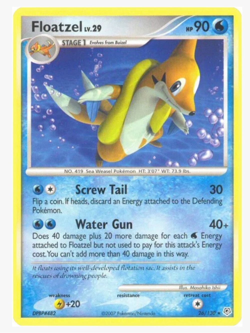 Floatzel Diamond and Pearl Pokemon Trading Card